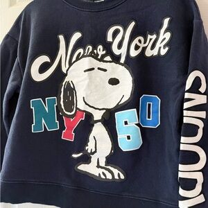 Zara Navy Sweatshirt with Peanuts Logo